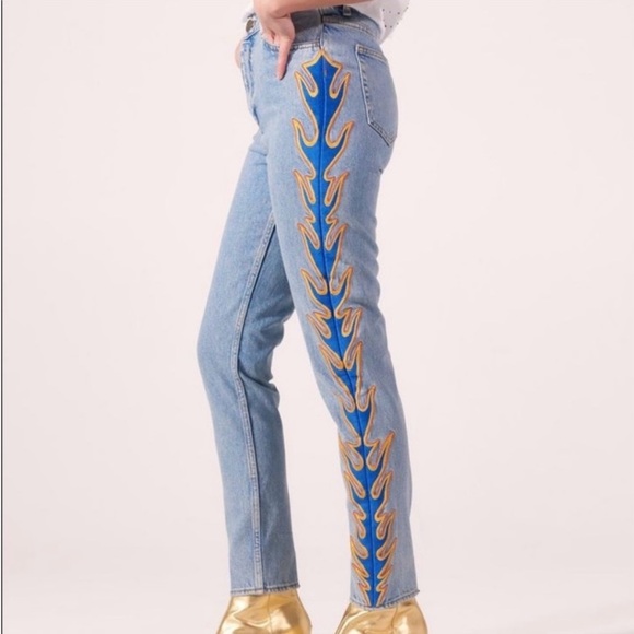 SANDRO PARIS flame jeans high rise straight leg light blue denim size 6 … - Picture 2 of 13